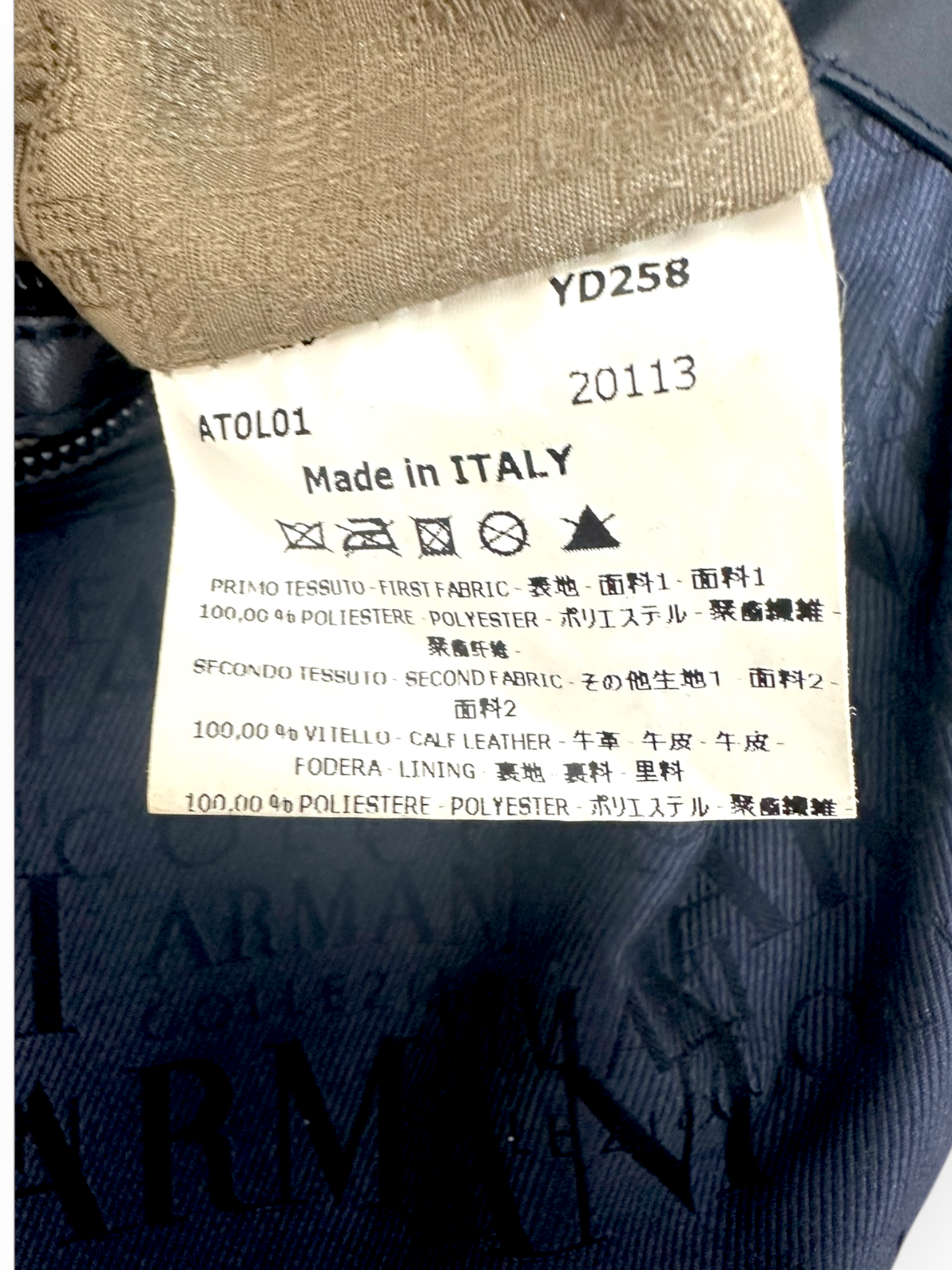 Armani Jeans – Sac Hobo Bleu Nuit – Toile Logo & Cuir de Veau – Made in Italy