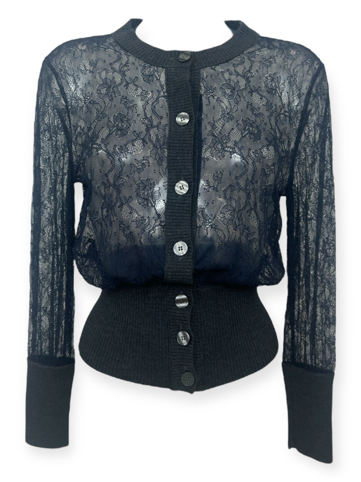Cardigan Dolce & Gabbana Y2K Vintage Dentelle Noire Années 2000