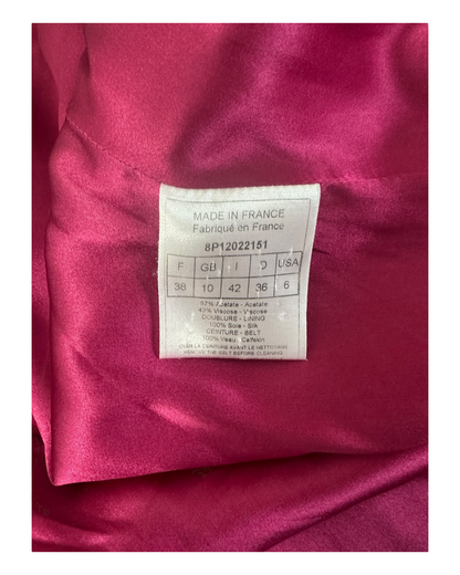 Christian Dior - Tailleur Jupe - Rose Fushia – Boutons Recouverts – Silhouette Architecturée – Made in France