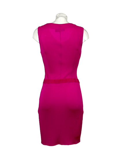 Moschino Cheap and Chic – Robe Vintage Rose Fuchsia – Drape et Nœud Latéral – Silhouette Sculptée – Made in Italy