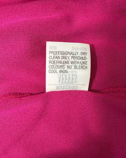 Moschino Cheap and Chic – Robe Vintage Rose Fuchsia – Drape et Nœud Latéral – Silhouette Sculptée – Made in Italy