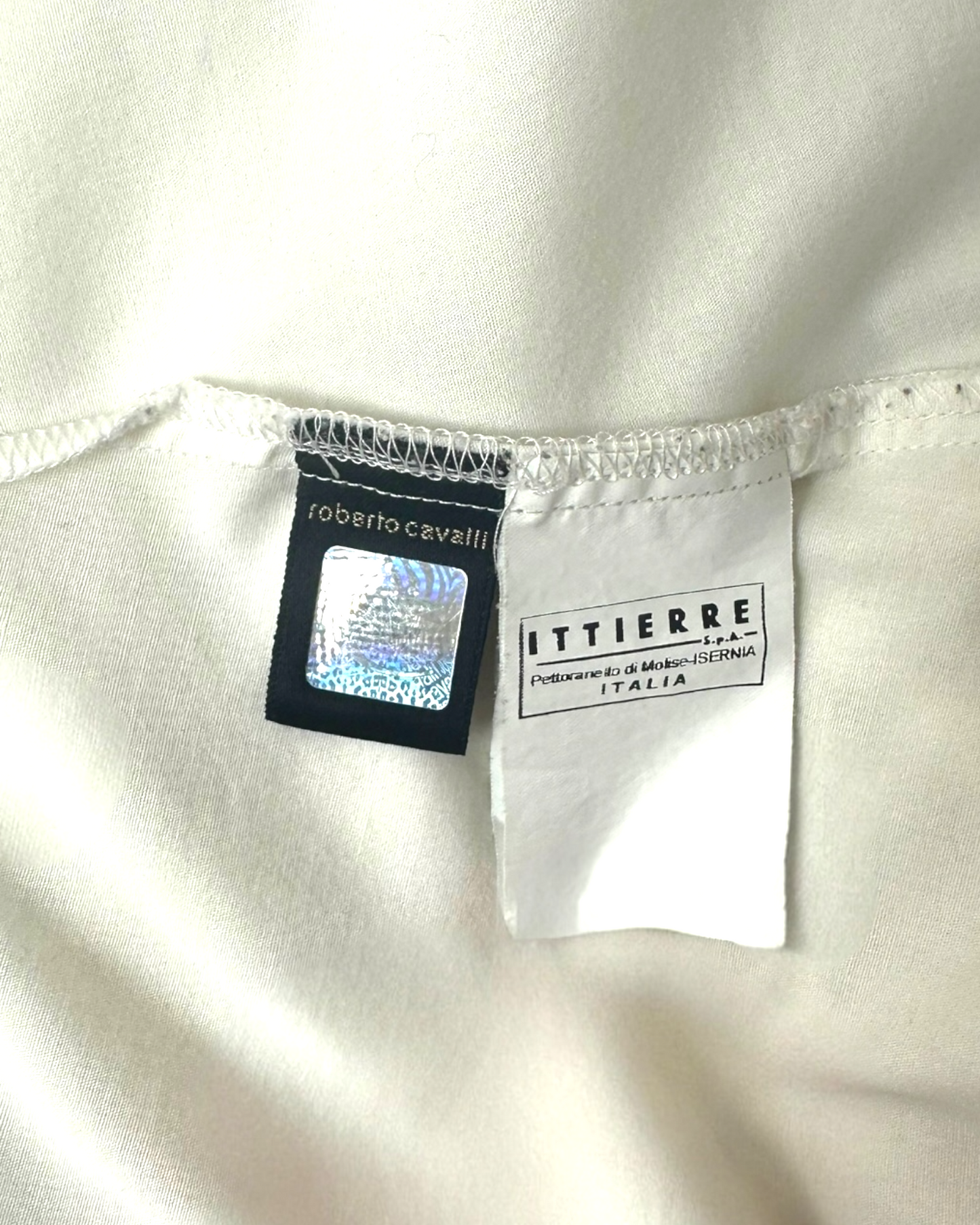 Just Cavalli – Chemise Blanche Cintrée – Patch Brodé – Made in Italy