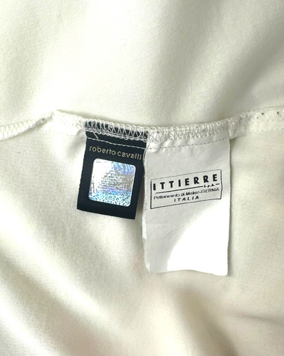 Just Cavalli – Chemise Blanche Cintrée – Patch Brodé – Made in Italy