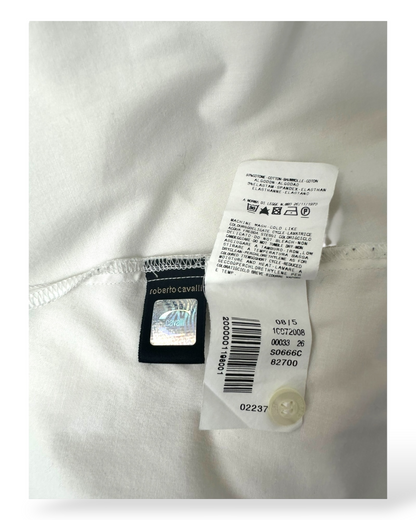 Just Cavalli – Chemise Blanche Cintrée – Patch Brodé – Made in Italy