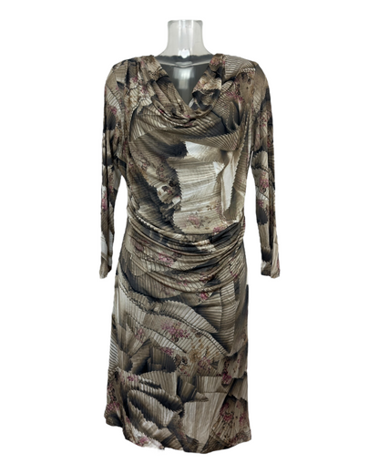 CLASS Roberto Cavalli – robe manches longues – drapé ruche latéral – ajustée – plissé floral fané – made in Italy – 2000's | Paris Bonheur