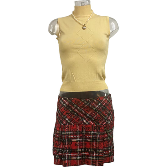 2000s Pleated Checkered Print Mini Skirt