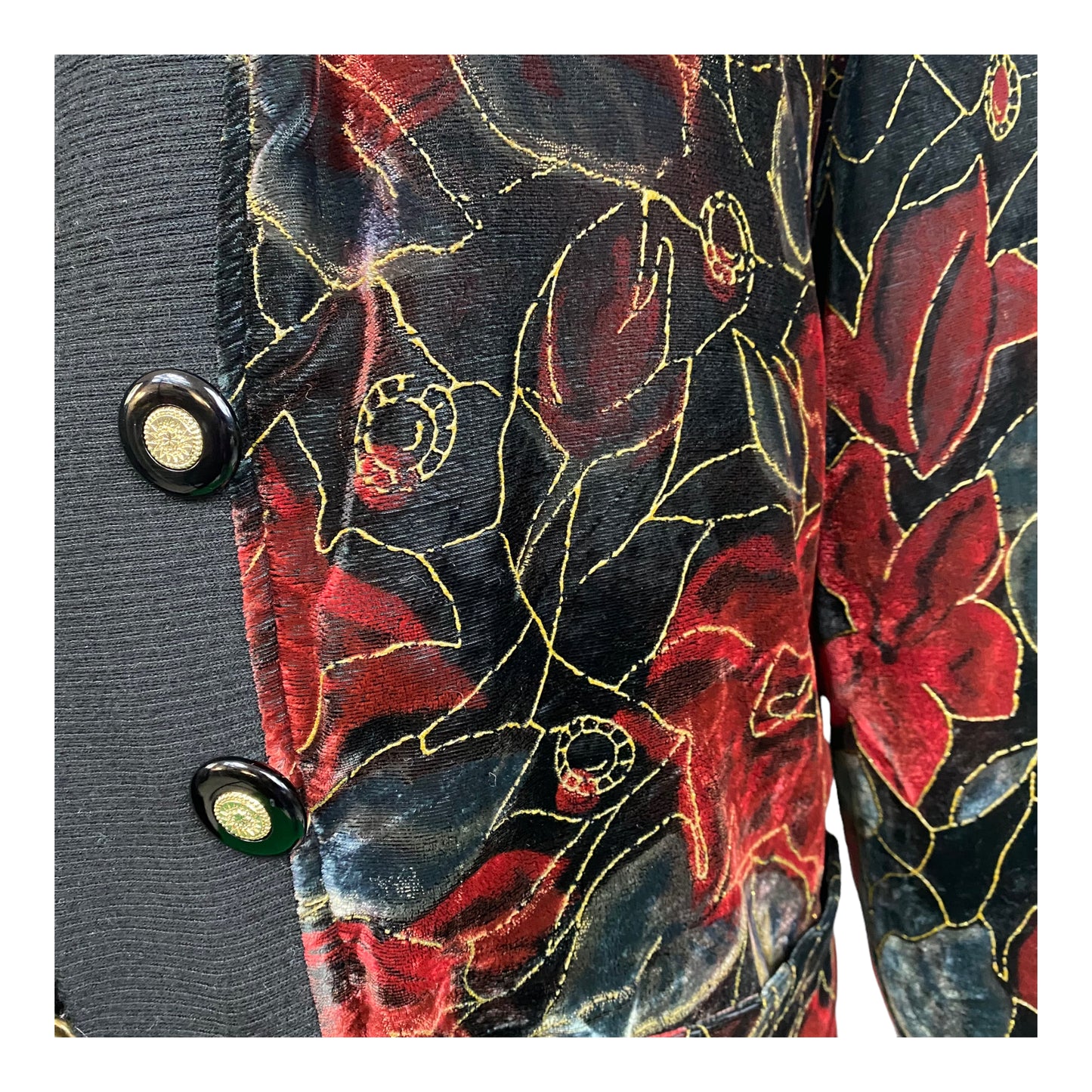 Vintage Floral Print Velvet Jacket