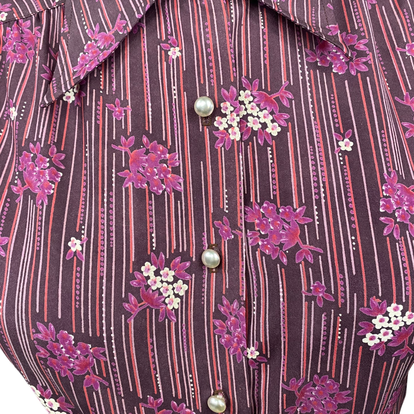 70s Floral Print Shirt 100% NYLON