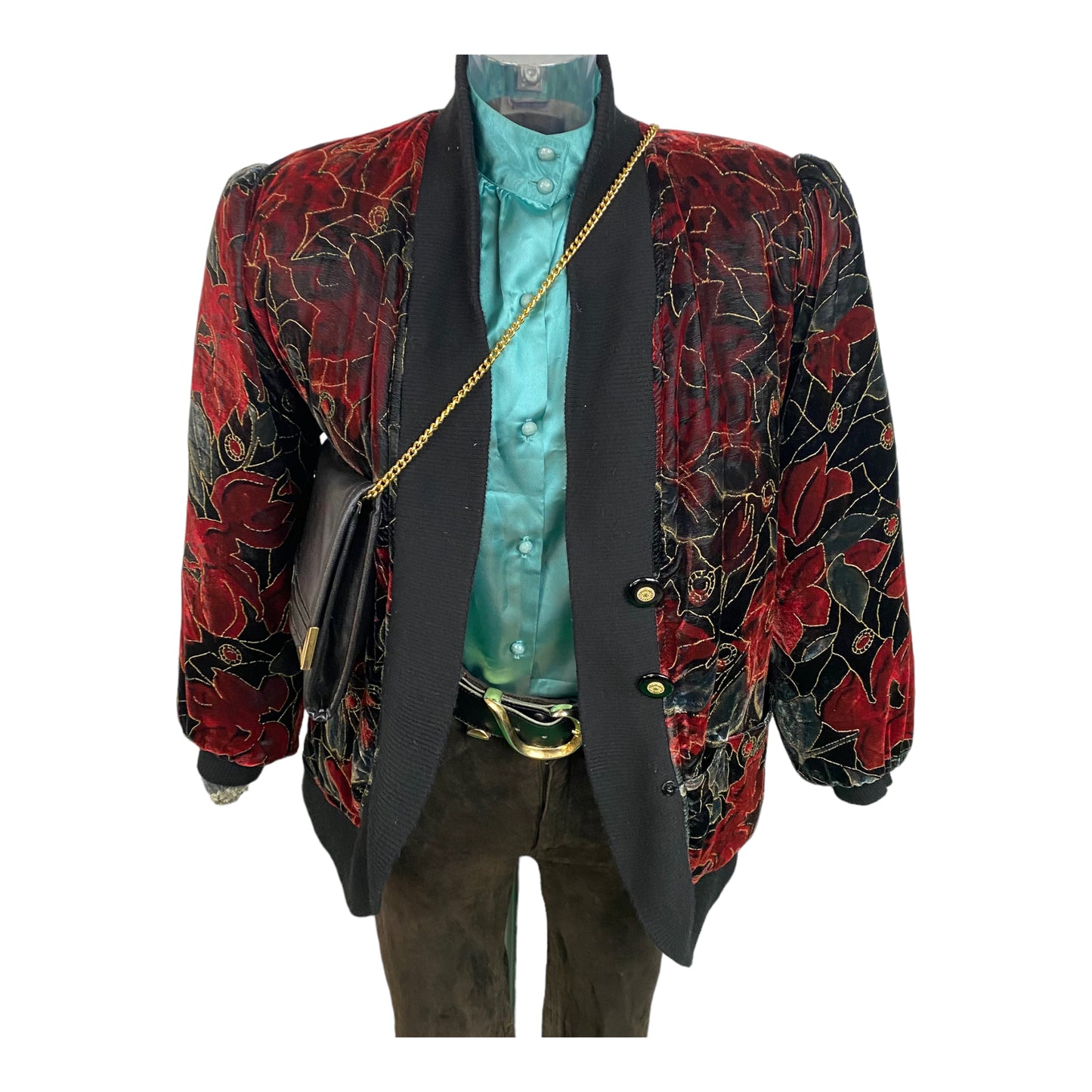 Vintage Floral Print Velvet Jacket