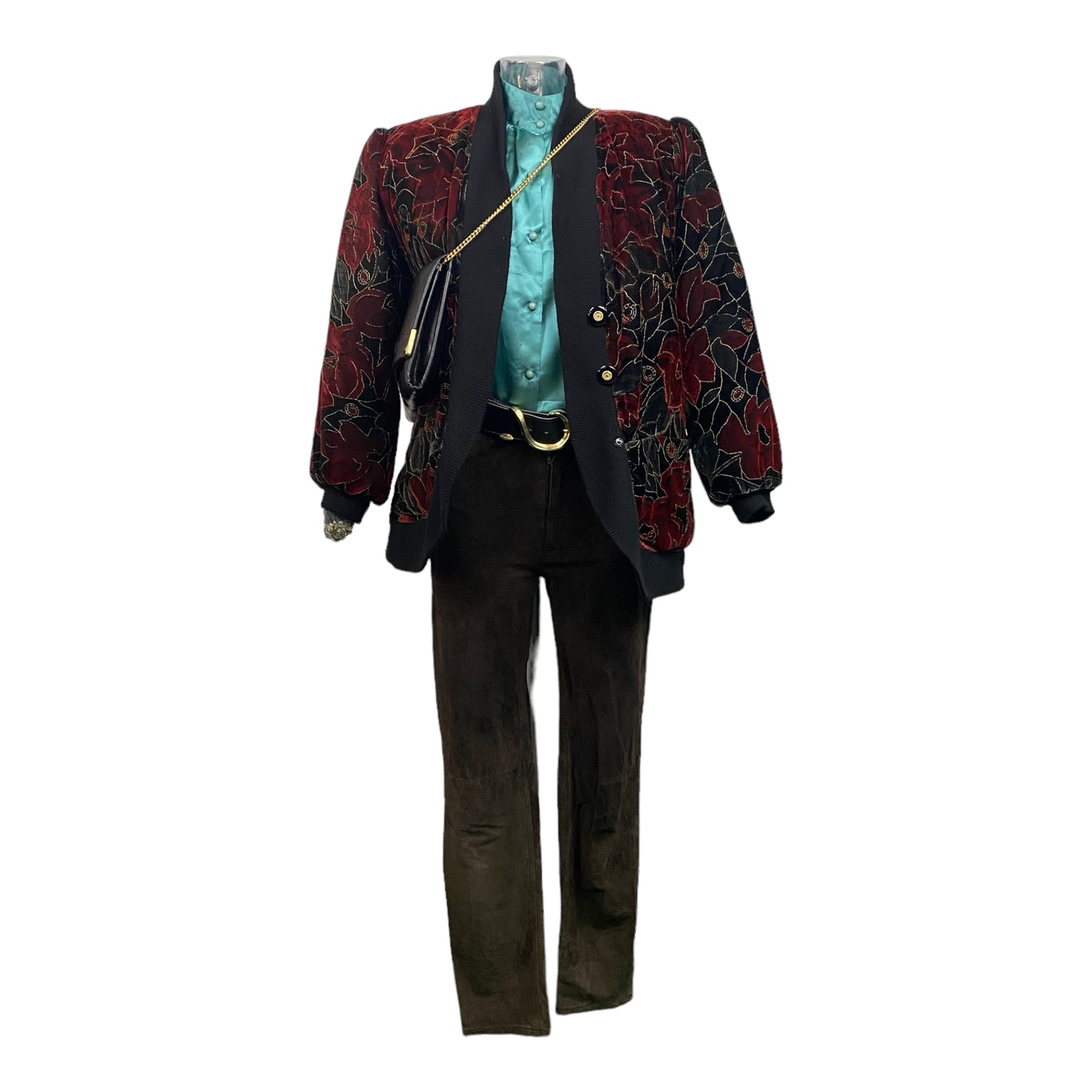 Vintage Floral Print Velvet Jacket