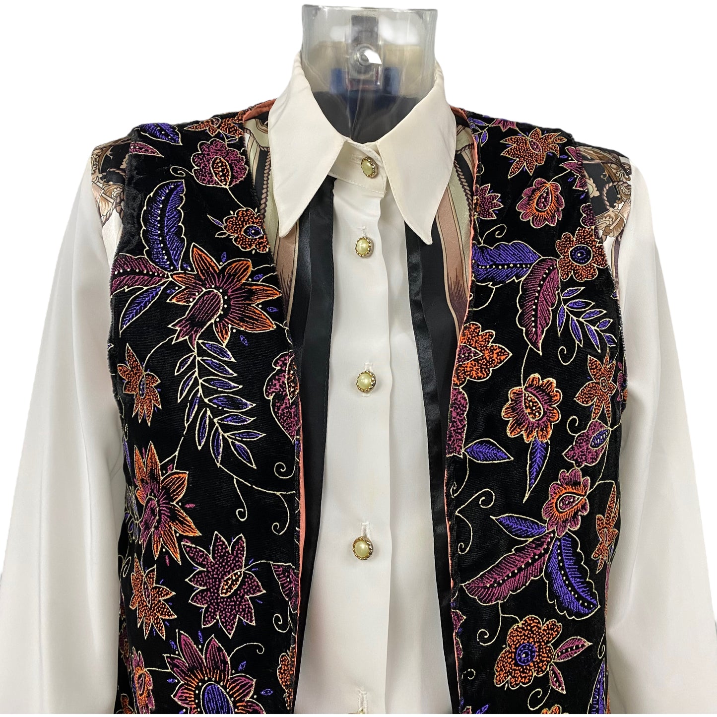 70s Printed Sequined Velvet Vest