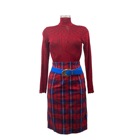 Vintage High Waisted Tartan Print Skirt