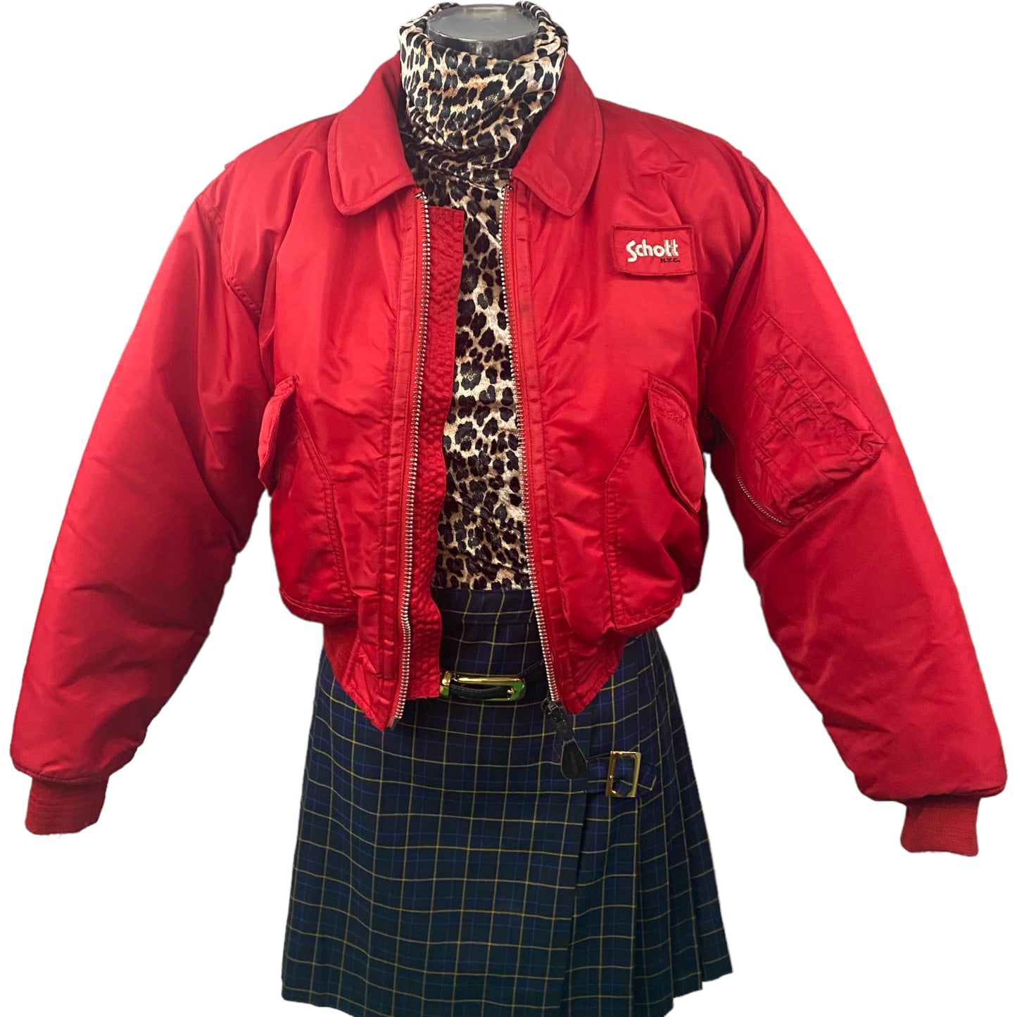 Auténtica chaqueta de vuelo Vintage Schott Rojo- Numerada