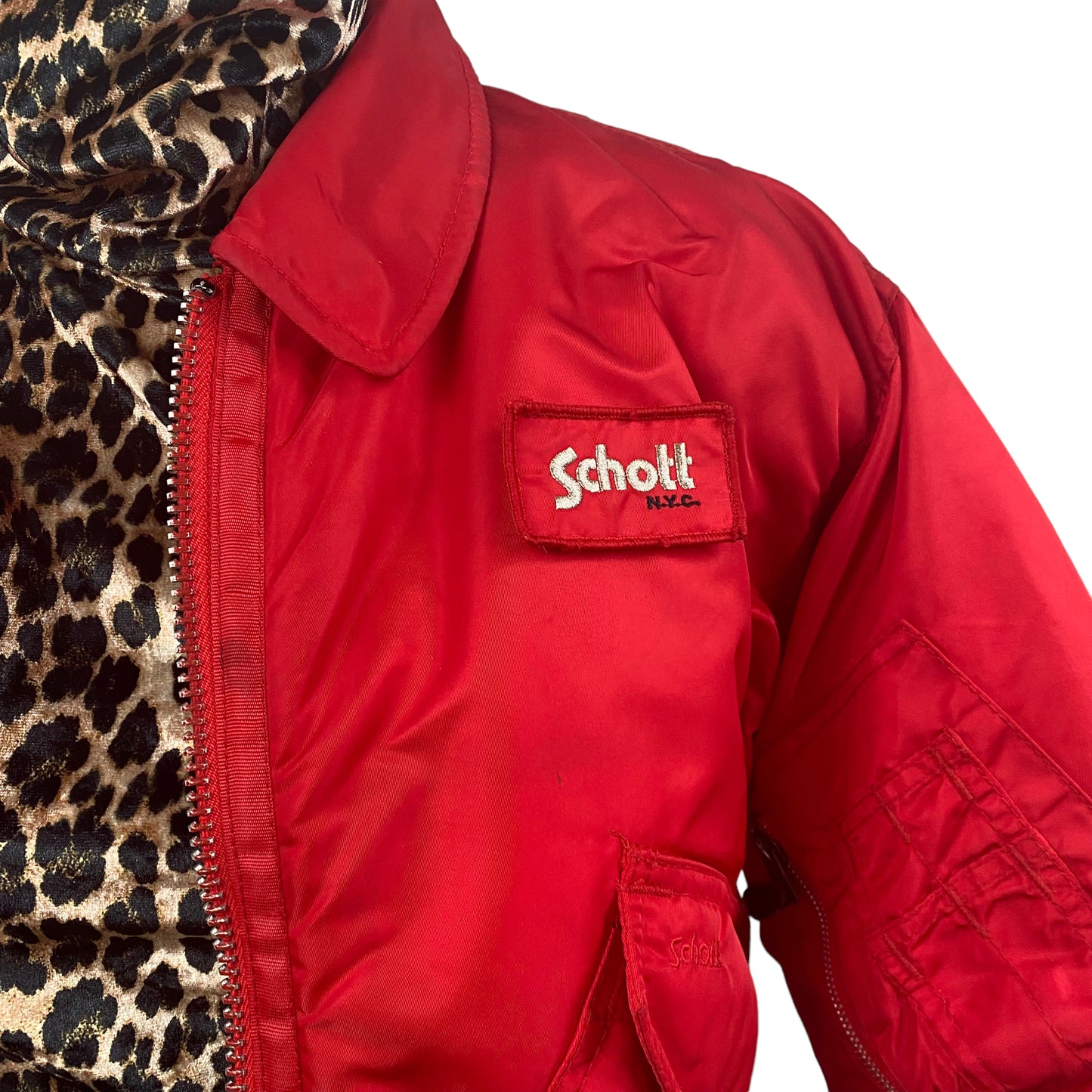 Auténtica chaqueta de vuelo Vintage Schott Rojo- Numerada