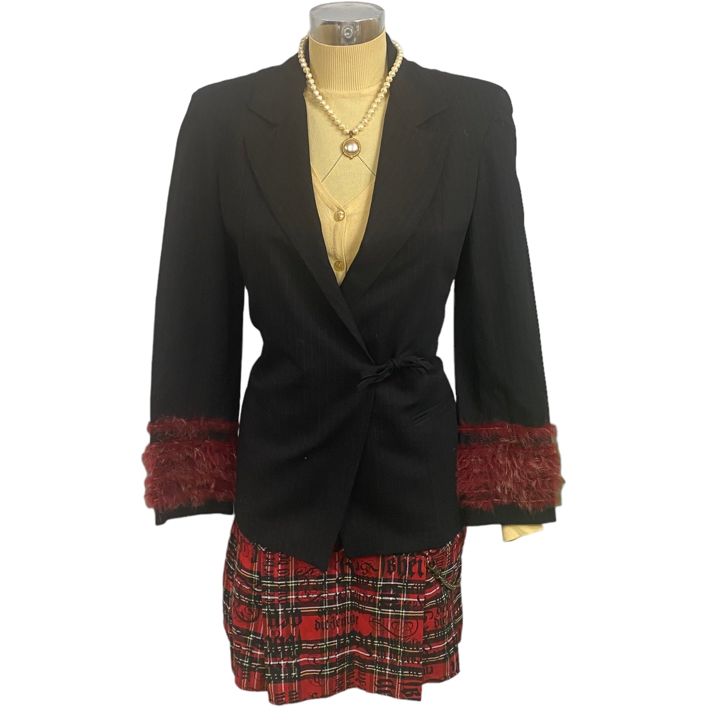 Veste Blazer Vintage Couture Manche en Plume