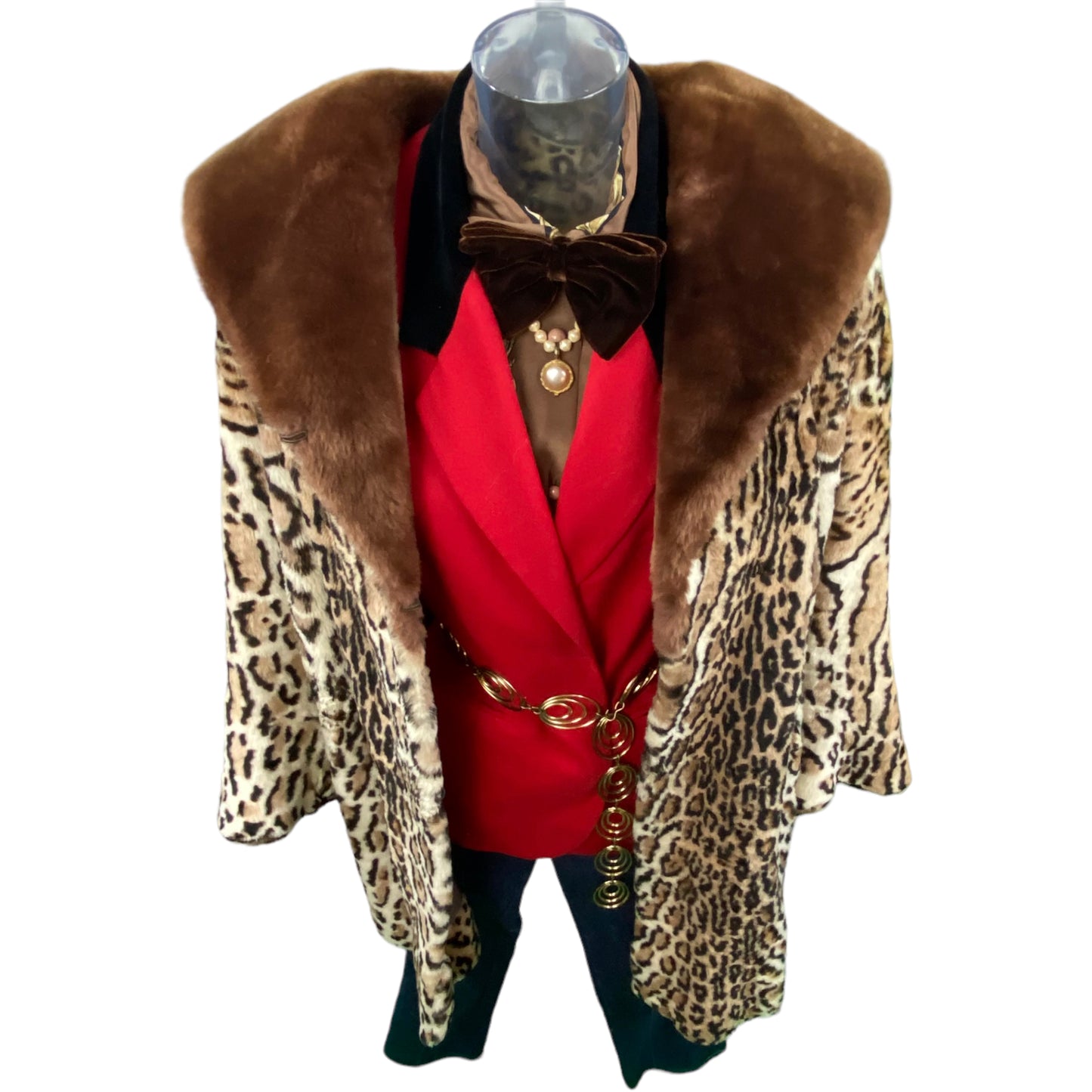 Abrigo de leopardo vintage en piel real