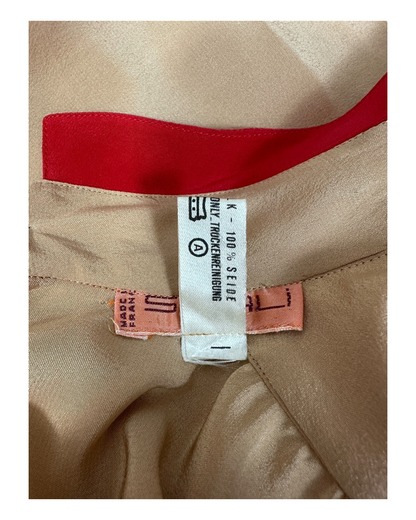 Sélection Paris Bonheur - Scali Paris – Robe Broderie Baroque – Soie Beige Broderies Rouge Carmine – Made in France