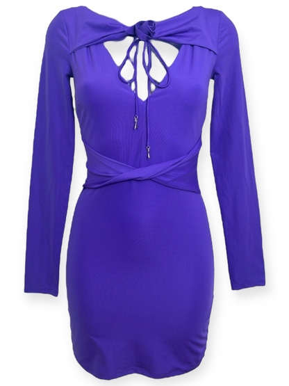 Patrizia Pepe – Robe Cut-Out Drapée – Violet électrique – Années 2010 – Made in Italy