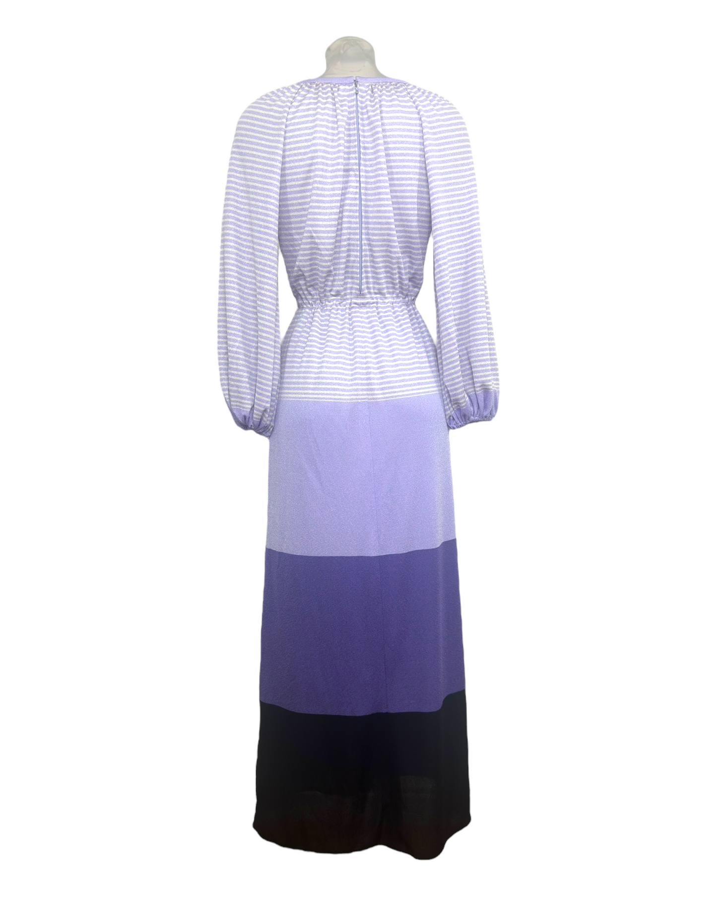 Sélection Paris Bonheur - Georges Kay Paris – Robe Longue Rayée Lilas Dégradé – Années 1970 – Made in France