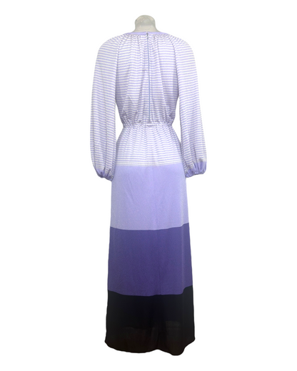 Sélection Paris Bonheur - Georges Kay Paris – Robe Longue Rayée Lilas Dégradé – Années 1970 – Made in France