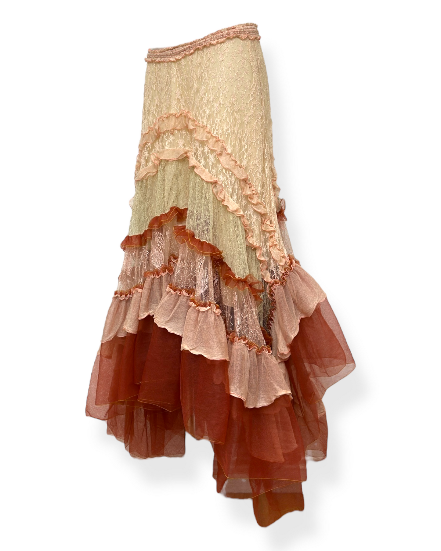 Chloé – Jupon Long Asymétrique – Dentelle & Volants  – Automne/Hiver 2016