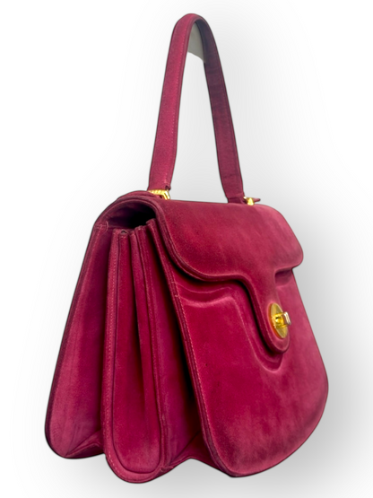 Grieder – Sac en Daim Framboise & Fermoir Doré – Made in Switzerland