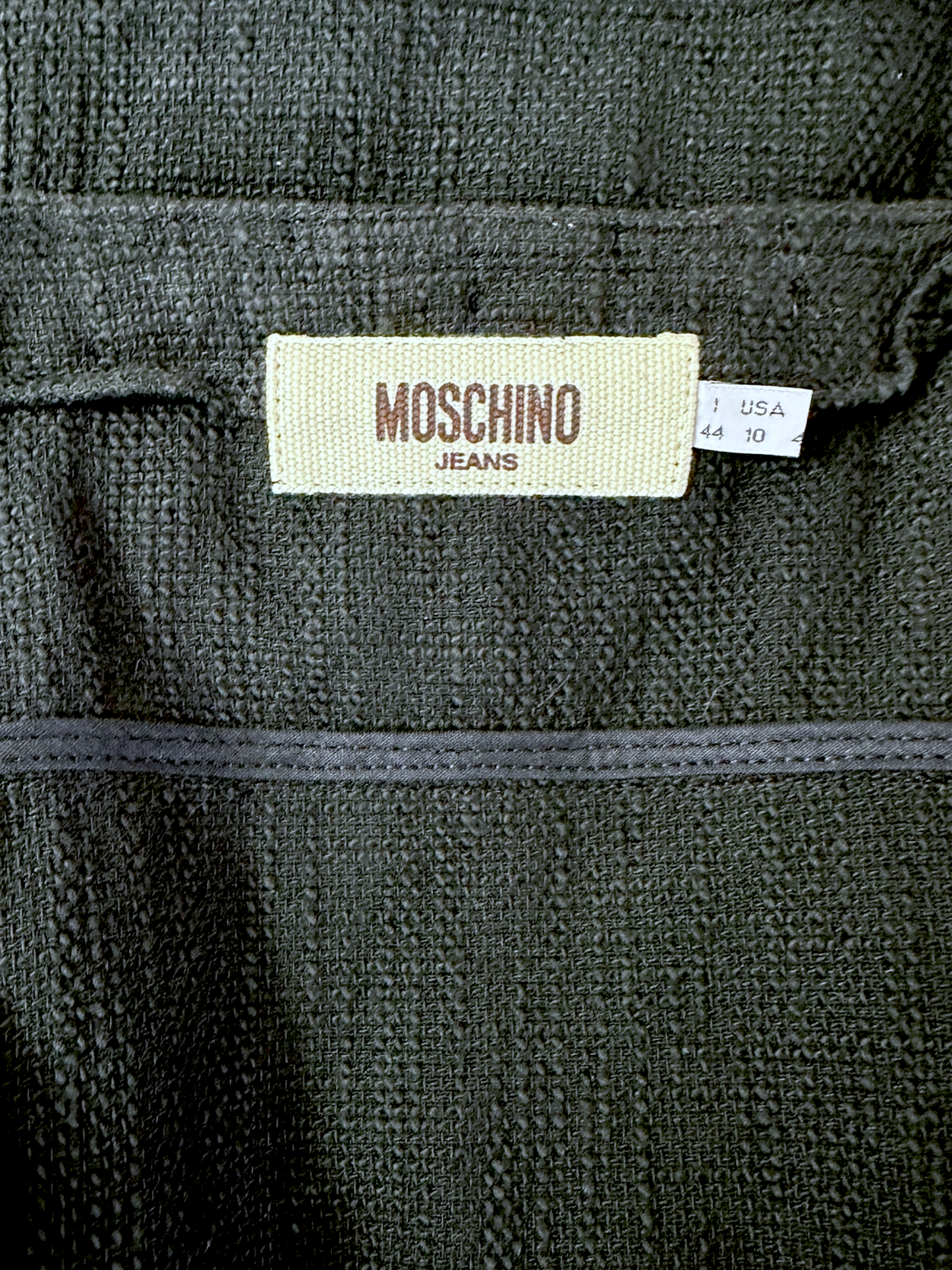 Veste Moschino Jeans  Noire en Coton Texturé – Détails Brodés & Perles | Paris Bonheur