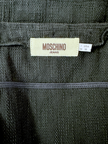 Veste Moschino Jeans  Noire en Coton Texturé – Détails Brodés & Perles | Paris Bonheur