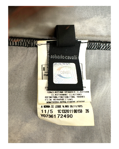 Just Cavalli – Jupe Drapée Imprimé Animal – Taille Haute – Made in Italy