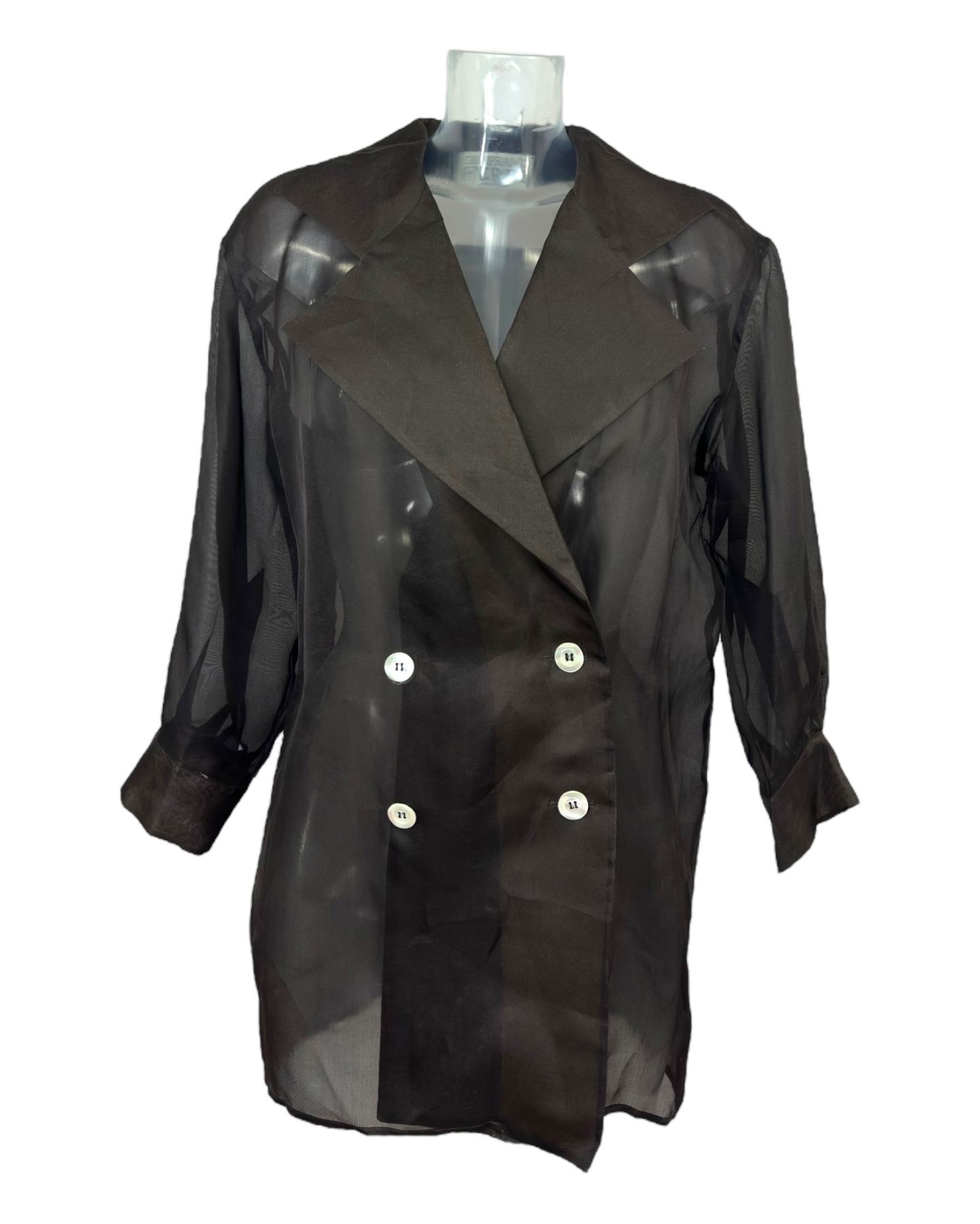 Gianfranco Ferré – Veste croisée en organza de soie noire – Made in Italy – Années 1990 | Paris Bonheur