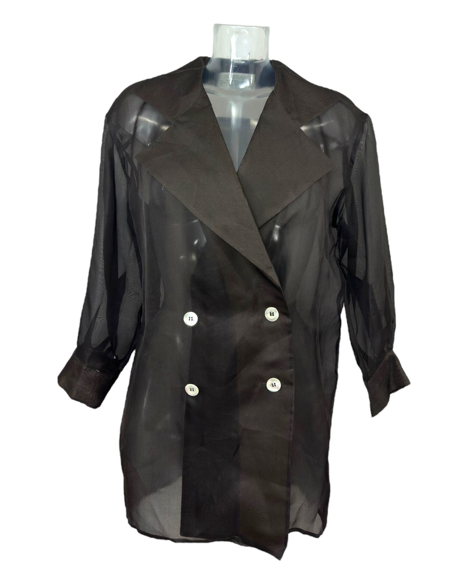 Gianfranco Ferré – Veste croisée en organza de soie noire – Made in Italy – Années 1990 | Paris Bonheur