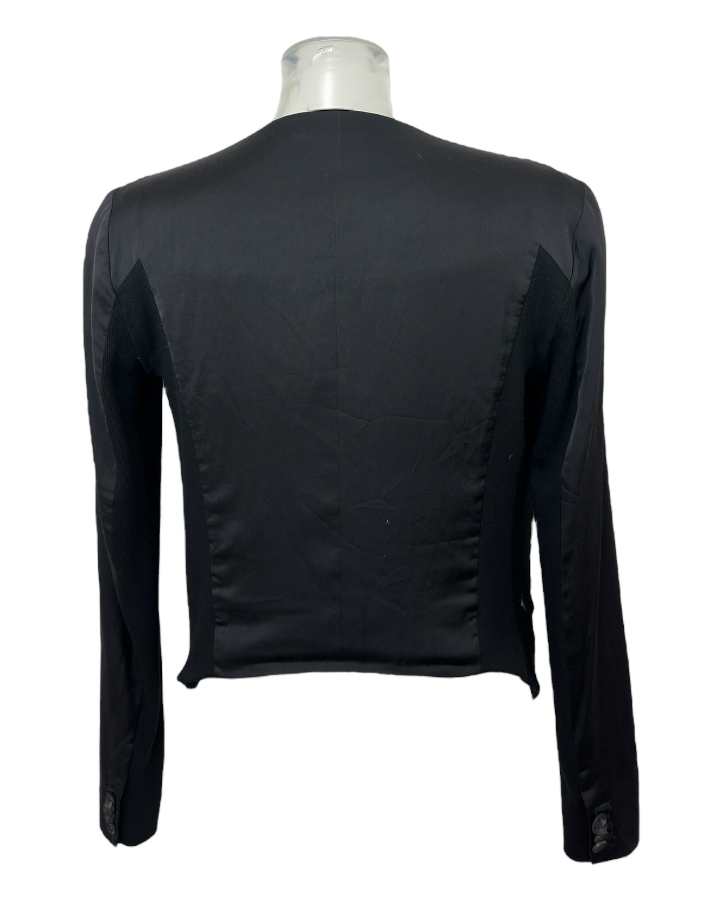 Helmut Lang – Veste Asymétrique Drapée – Cupro & Coton Noir – Années 2000