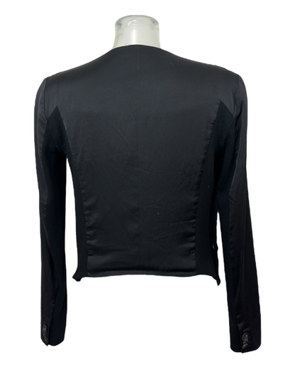 Helmut Lang – Veste Asymétrique Drapée – Cupro & Coton Noir – Années 2000