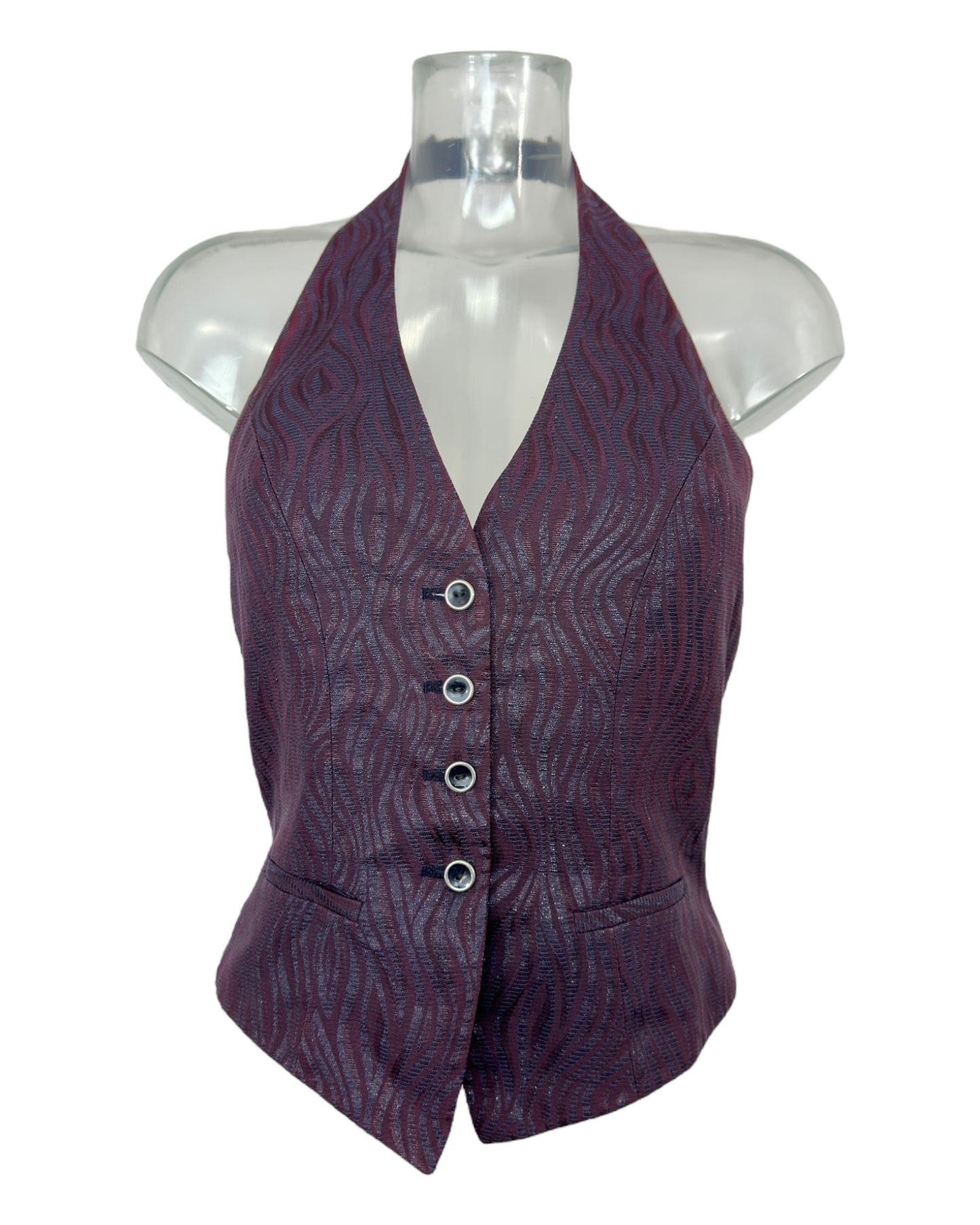 Chantal Thomass, Gilet Dos Nu, Tailleur Féminin, Prune, Vintage 2000, Made in France, Mode Parisienne, Paris Bonheur