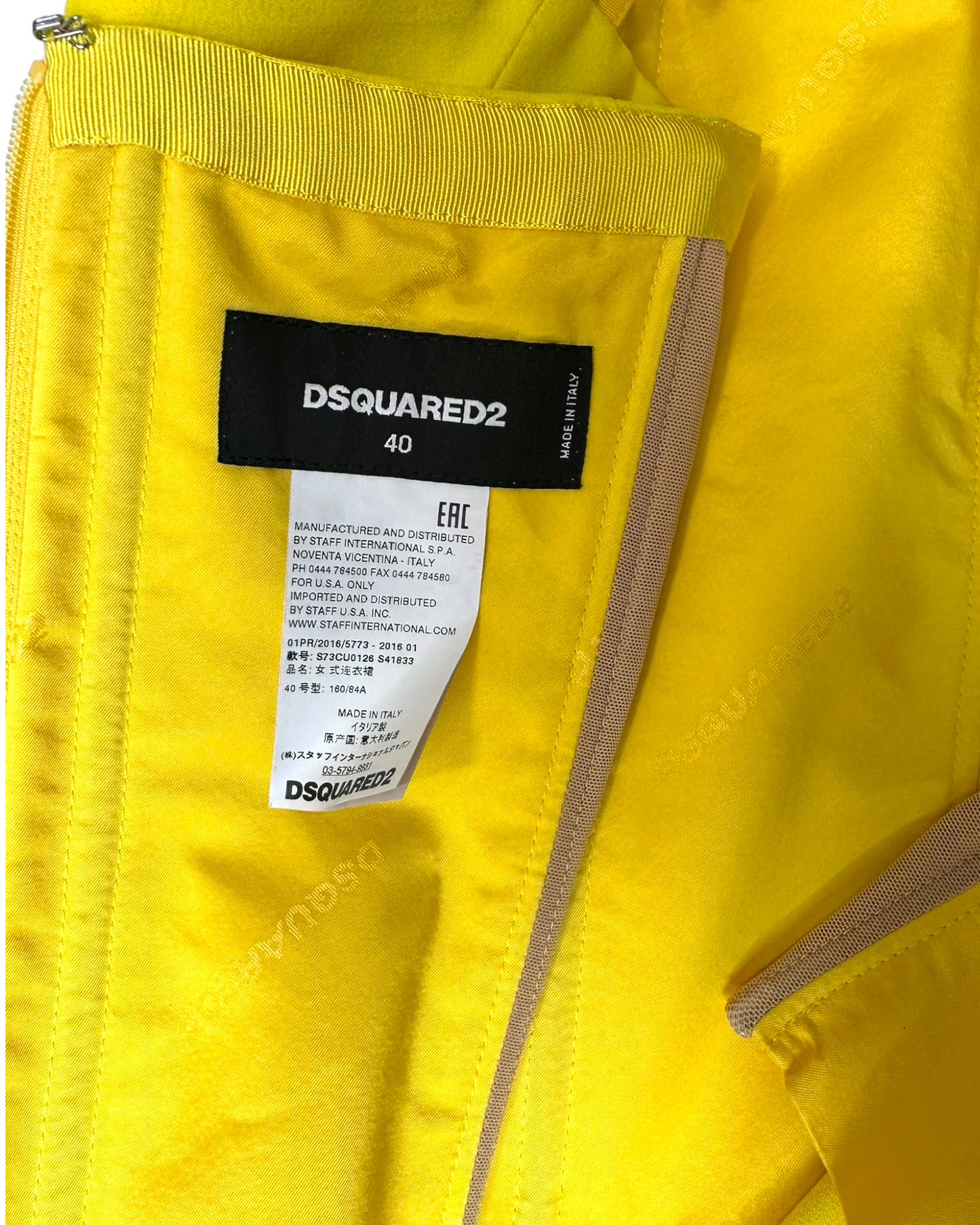 DSQUARED2 - Robe Asymétrique One-Shoulder - Jaune Citron - Made in Italy