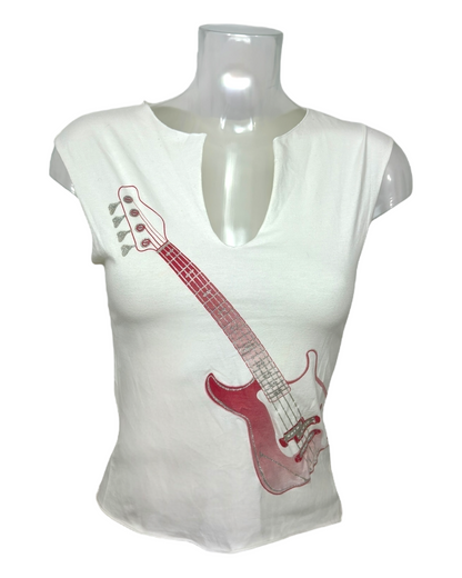 Pinko – Top Sans Manches – Imprimé Guitare Rouge – Made in Italy