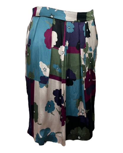 Love Moschino – Jupe Imprimée en Soie & Viscose – Fleurs Pop Multicolores – 2000s