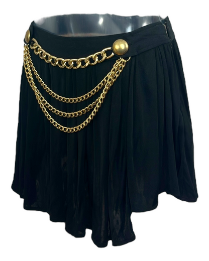 Dolce & Gabbana – Jupe  Noire – Chaînes Dorées Décoratives – Silhouette Plissée