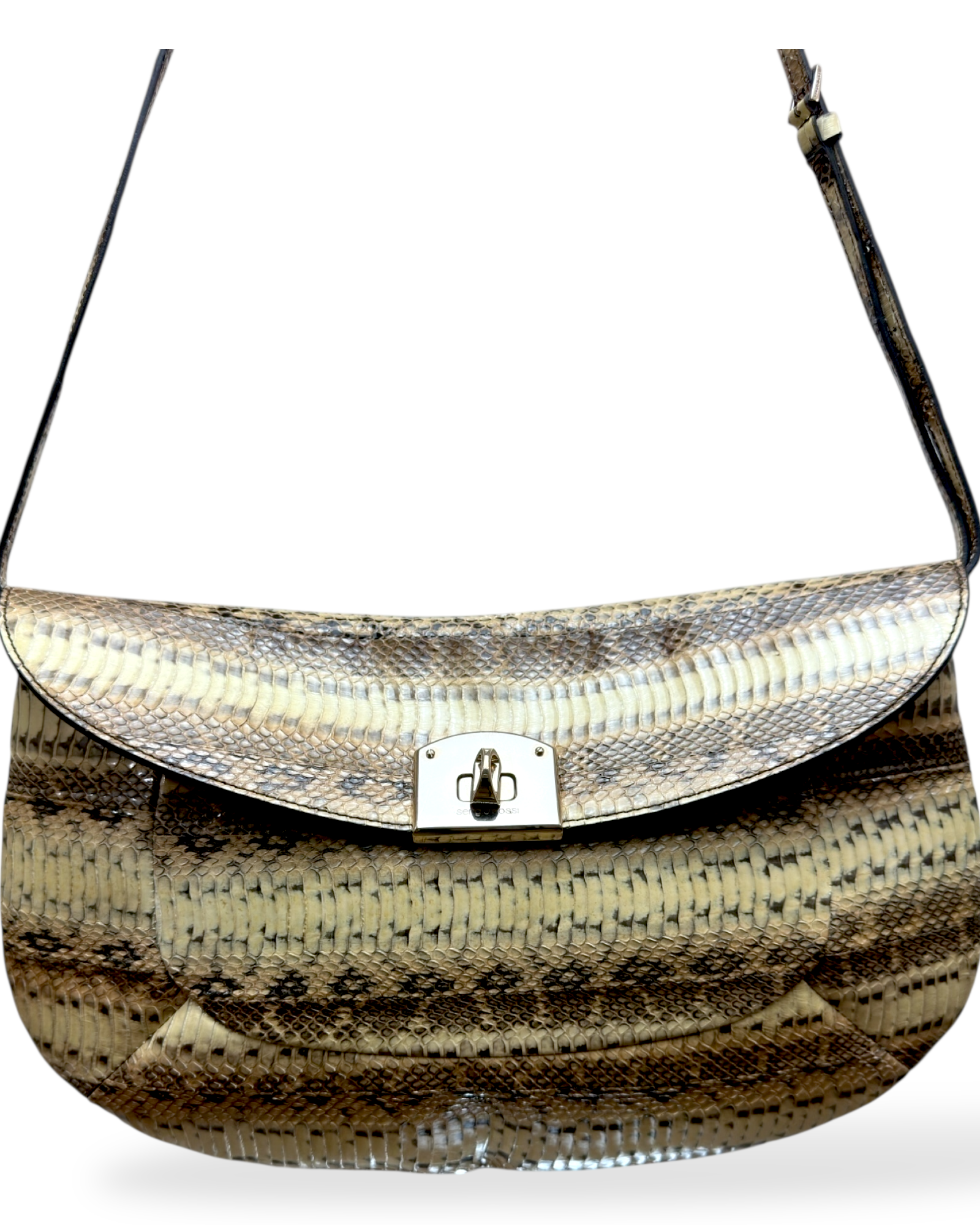Sergio Rossi – Sac épaule en cuir de serpent naturel – Made in Italy | Paris Bonheur
