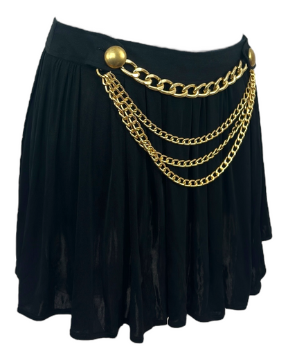 Dolce & Gabbana – Jupe  Noire – Chaînes Dorées Décoratives – Silhouette Plissée