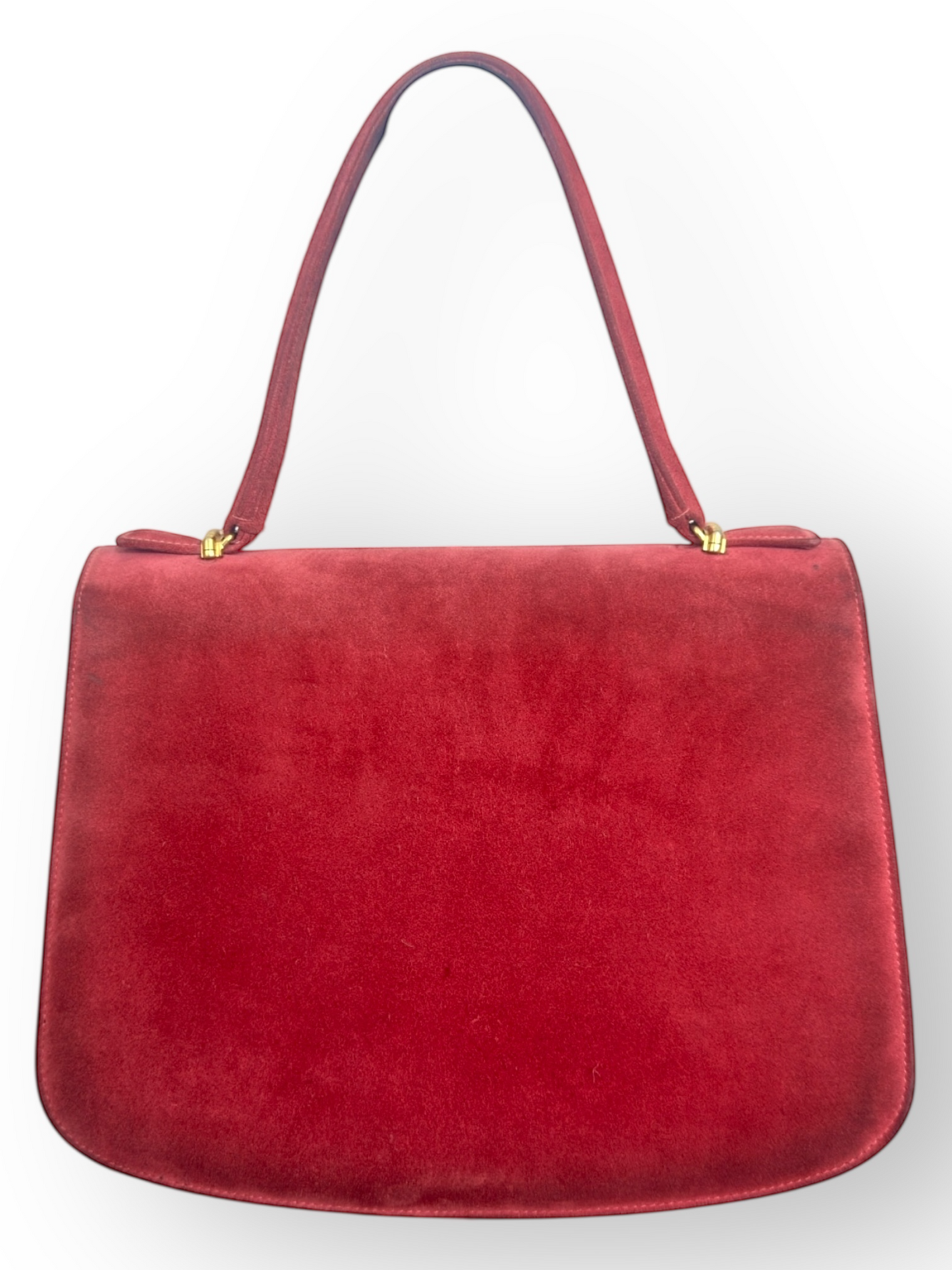 Grieder – Sac en Daim Framboise & Fermoir Doré – Made in Switzerland