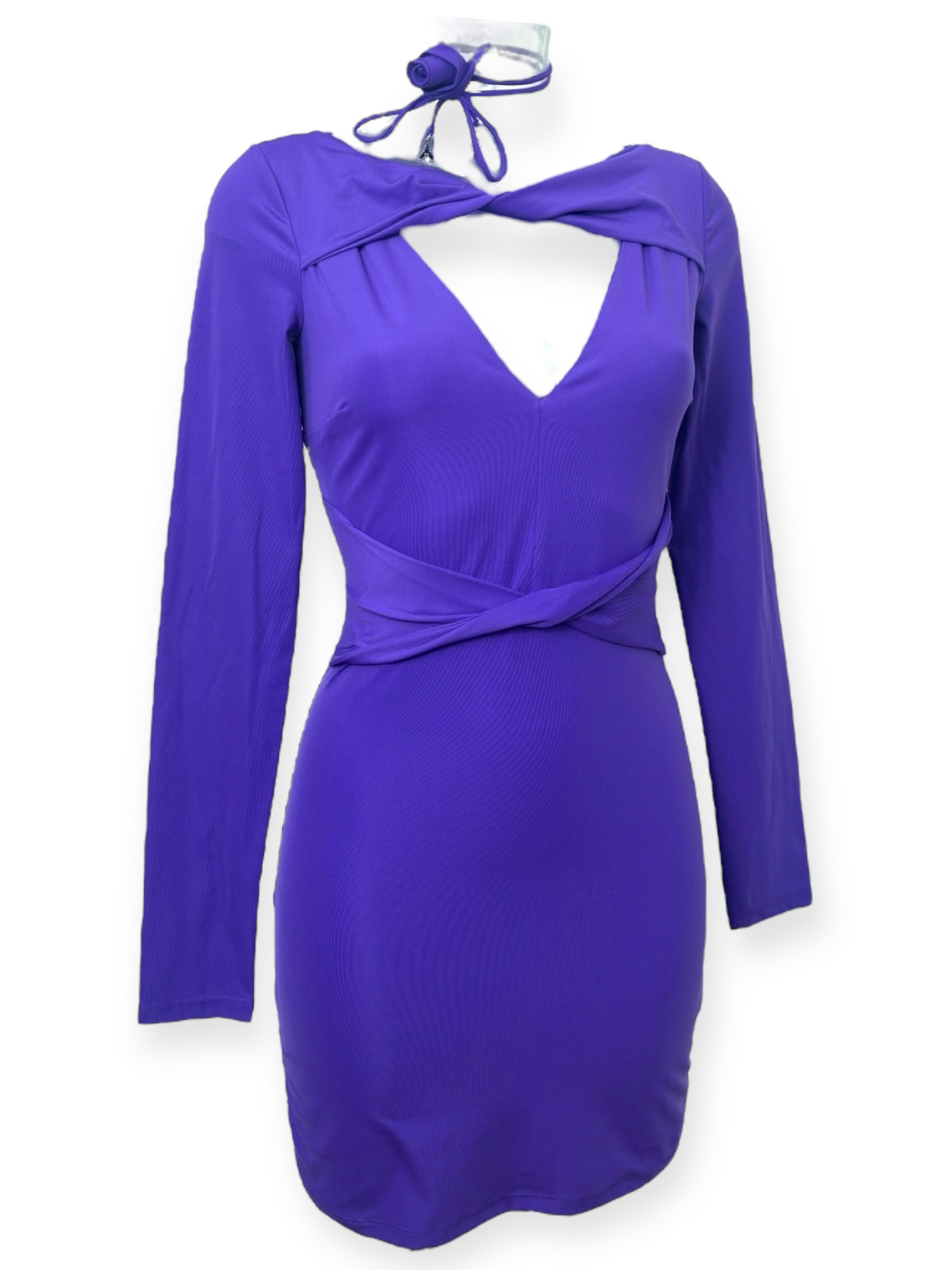 Patrizia Pepe – Robe Cut-Out Drapée – Violet électrique – Années 2010 – Made in Italy