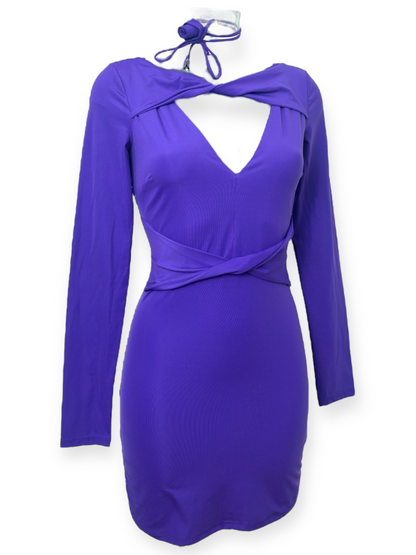 Patrizia Pepe – Robe Cut-Out Drapée – Violet électrique – Années 2010 – Made in Italy