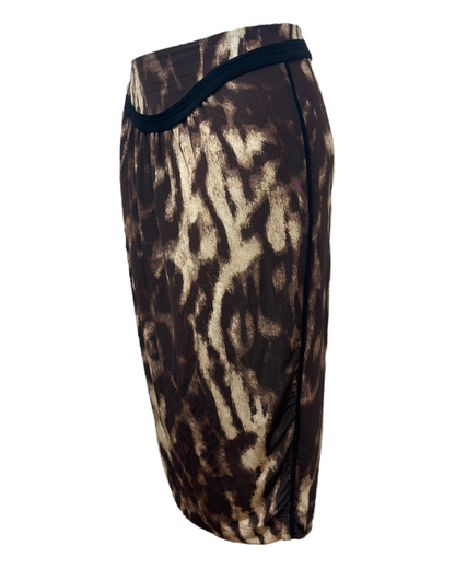 Just Cavalli – Jupe Drapée Imprimé Animal – Taille Haute – Made in Italy