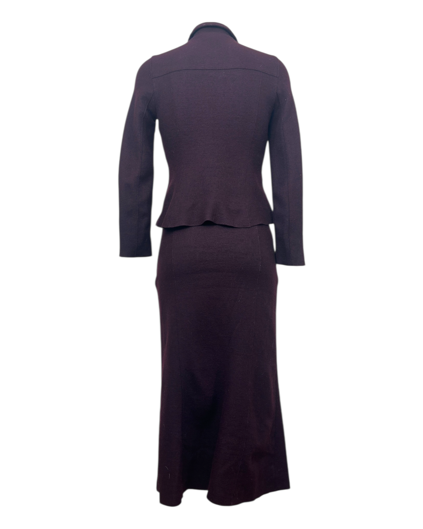 Pablo Gérard Darel – Ensemble Jupe & Veste – Laine Bouillie Chocolat Aubergine – Années 1990