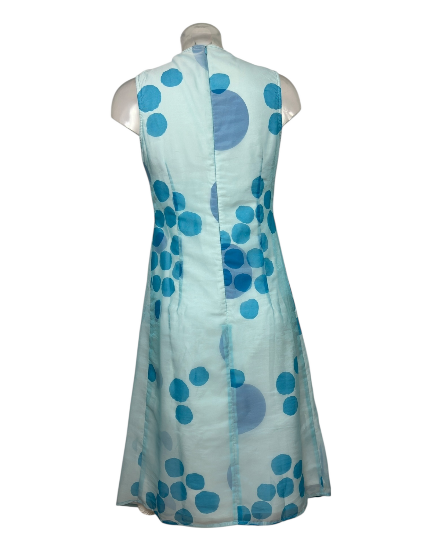 Tara Jarmon – Robe Téoule – Soie légère bleue imprimée pois – Made in France