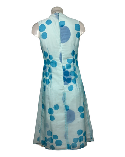 Tara Jarmon – Robe Téoule – Soie légère bleue imprimée pois – Made in France