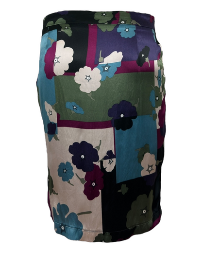 Love Moschino – Jupe Imprimée en Soie & Viscose – Fleurs Pop Multicolores – 2000s