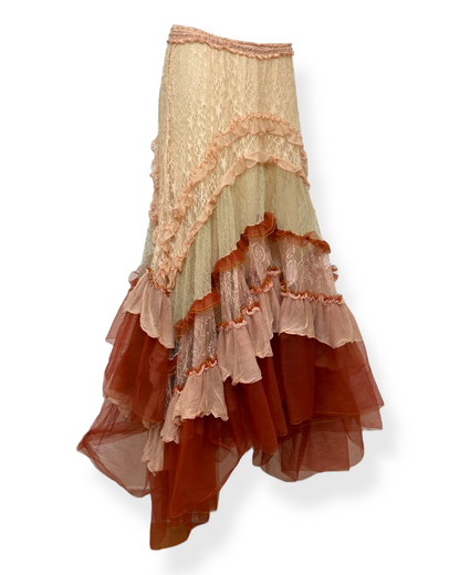 Chloé – Jupon Long Asymétrique – Dentelle & Volants  – Automne/Hiver 2016