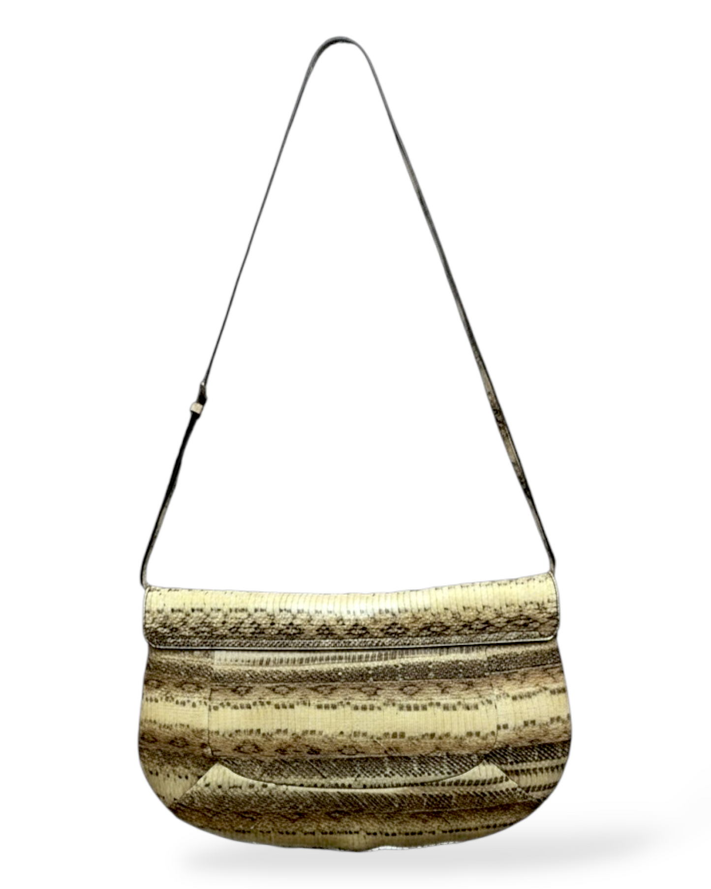 Sergio Rossi – Sac Épaule en Peau de Serpent Naturelle – Finition Métal Doré – Made in Italy